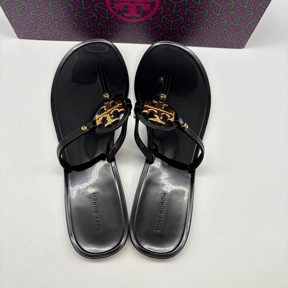 TORY BURCH Mini Miller Jelly Sandals Enamel Black - Picture 5 of 5